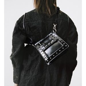 Zara black studded crossbody bag